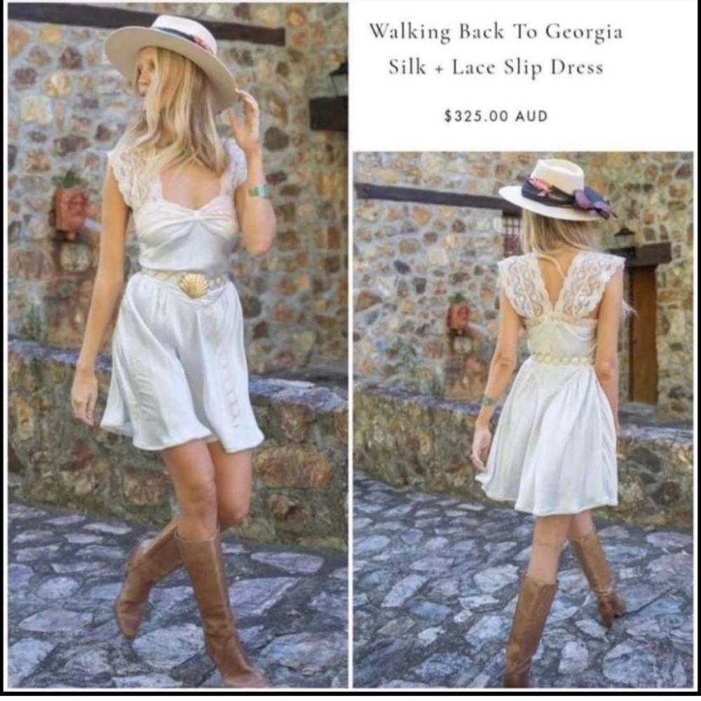 Chasing unicorns walking back to Georgia lace and silk slip dress